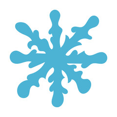Hand drawn blue doodle sketch snowflake on transparent background.