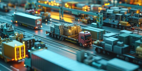 Fototapeta premium A group of trucks parked on a street. Ideal for transportation and logistics concepts