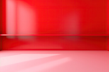 This image showcases a bright red room with a window and a red floor. It's perfect for use in interior design concepts, real estate promotions, or architectural presentations.