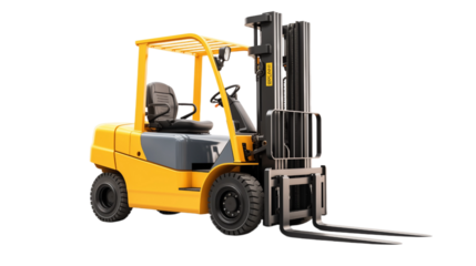 forklift truck isolated on white transparent background