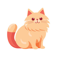 A cute fluffy orange cat is sitting and looking forward in this vector illustration.