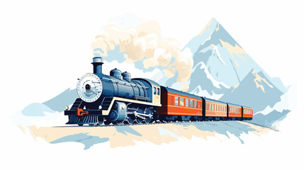 Old train illustration vector - obrazy, fototapety, plakaty
