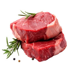 Meat slice isolated on transparent white background.
