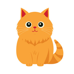 A cute orange cat sits attentively in a simple vector illustration.