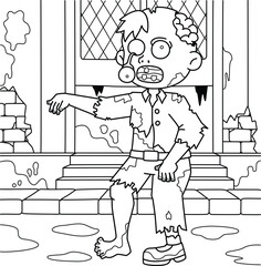 Zombie Boy Coloring Page for Kids