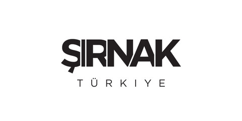 Sirnak in the Turkey emblem. The design features a geometric style, vector illustration with bold typography in a modern font. The graphic slogan lettering.