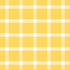 Customer vector background texture, quality seamless tartan textile. Pretty fabric check plaid pattern in yellow and white colors.