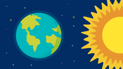 planet earth and sun icon over blue background. colorful design. vector illustration