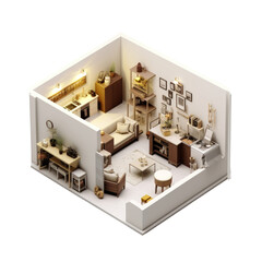 Isometric Loft Apartment with Modern Decor - obrazy, fototapety, plakaty
