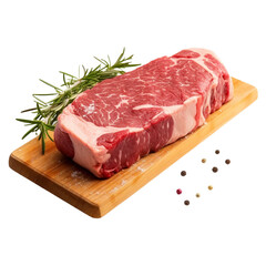 Meat slice isolated on transparent white background.
