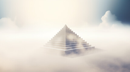 an ancient pyramid in the clouds, an abstract secret of knowledge the way to success in business
