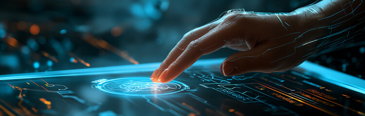 Cybersecurity in Action: A Businessman Using a Virtual Screen to Verify Identity Credentials and Protect Business Data from Cyber Attacks