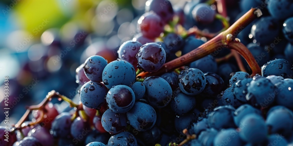 Poster A close-up view of a bunch of grapes. This image can be used in various contexts