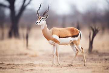 springbok with distinctive markings standing out - obrazy, fototapety, plakaty