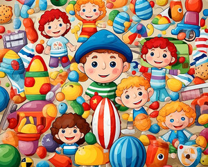 set of funny cartoon animals