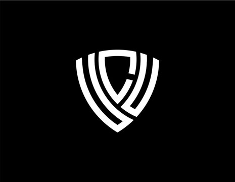 UCU creative letter shield logo design vector icon illustration