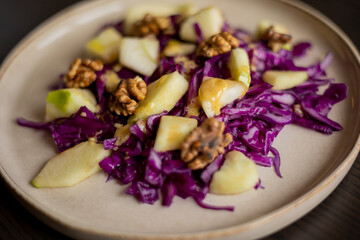 Winter Salad with Red Cabbage, Apple, and Walnuts - Healthy Eating for Weight Loss