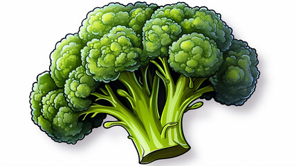 green broccoli illustration on a white background for children