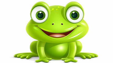 cute cartoon frog with big eyes and smile, illustration for kids