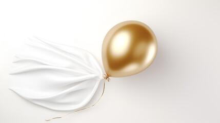 White and gold balloons on a white background. ai generative.