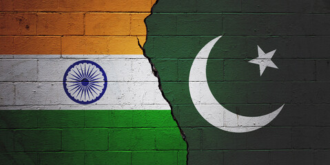 India vs Pakistan - Cracked cinder block wall