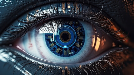 close up shot of an artificial intelligence eye