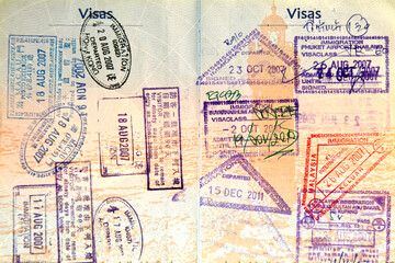 French biometric passport filled with stamps