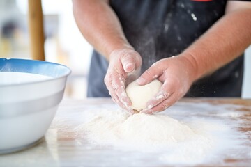 Obraz na płótnie Canvas kneading dough for a wood-fired pizza