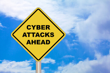 Cyber attacks ahead - Crossing sign