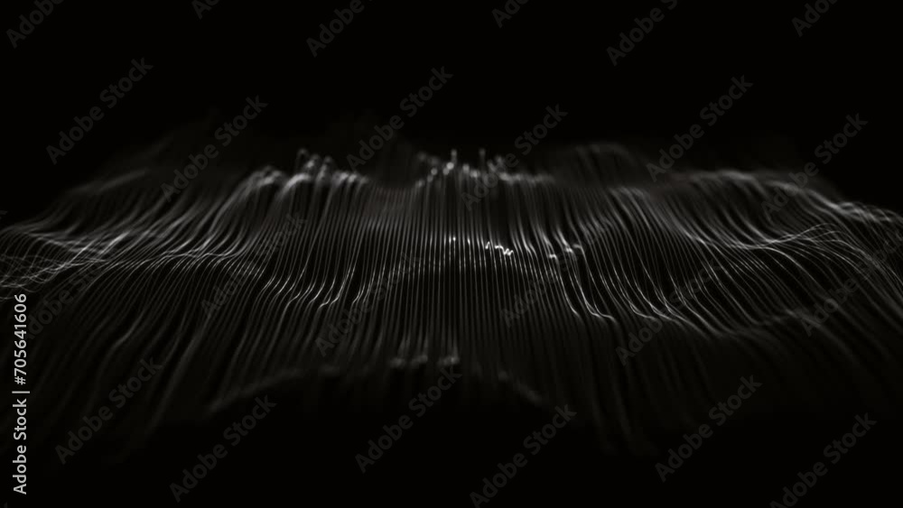 Poster minimal design waving mesh lines background/ 4k motion graphics of an abstract fractal organic mesh 