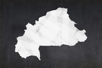 Map of Burkina Faso drawn on a blackboard