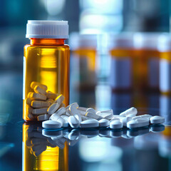 Pain killer, medicin pills, prescription opioids, bottle of pills 