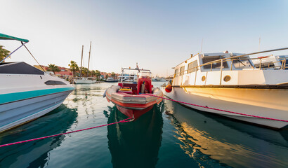 several ships in the Red Sea of Egypt