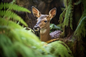 duiker nestled among ferns