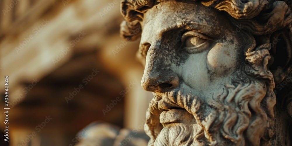 Aufkleber A close-up view of a statue depicting a man with a beard. Suitable for various purposes