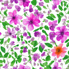 Flowers. Abstract seamless pattern. AI generated.