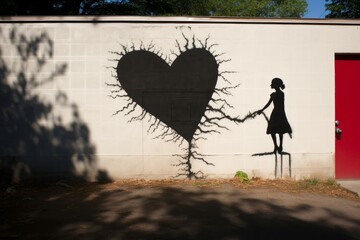 Vivid Love wall heart shadow. Art love light. Generate Ai