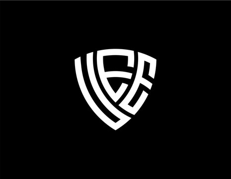 UEE creative letter shield logo design vector icon illustration