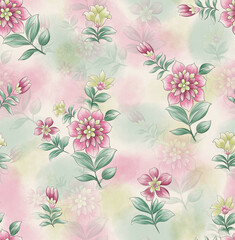 flower and Colorfull Flowers background watercolor Textile Design - illustration