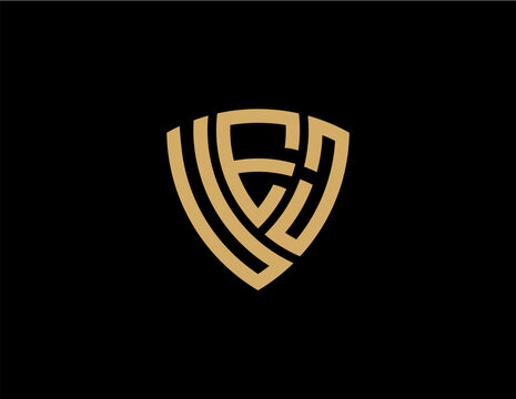 UEJ creative letter shield logo design vector icon illustration