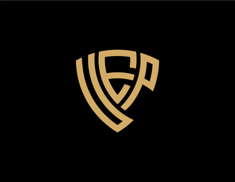 UEP creative letter shield logo design vector icon illustration