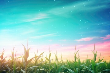 Obraz premium cornfield with a background of the aurora borealis
