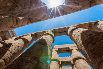antique columns in a karnak temple in luxor