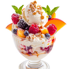 fresh ice cream with fruits, png