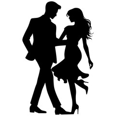 vector illustration. silhouette of a couple in love on a date.