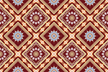 Ethnic Figure aztec embroidery style. Geometric ikat oriental traditional art pattern.Design for ethnic background,wallpaper,fashion,clothing,wrapping,fabric,element,sarong,graphic,vector illustration