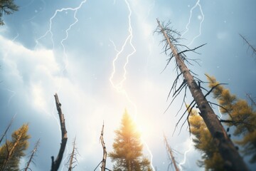 jagged lightning splitting the forest sky