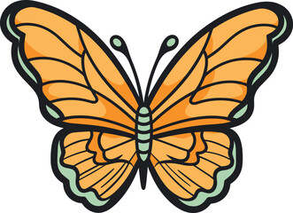 Bright orange monarch butterfly with detailed wings. Nature insect and spring theme vector illustration.