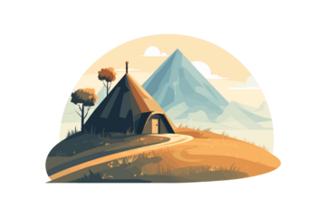 fairy tale house, house on the hill, house in the forest with a transparent background