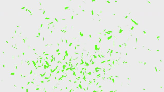 Falling Green Confetti over white, green and alpha matte background
